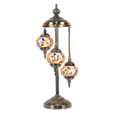 Turkish Mosaic Lamp - 3 Tier Multi Coloured Star Mosaic