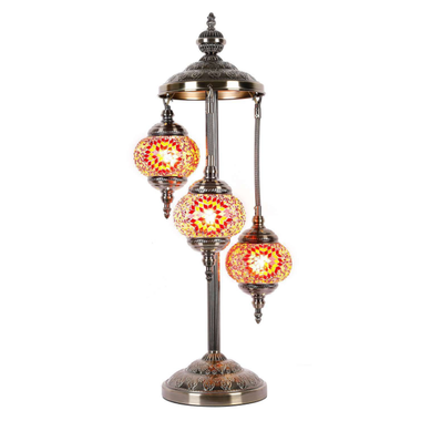 Turkish Mosaic Lamp - 3 Tier Red & Yellow Flower Brust