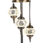 Turkish Mosaic Lamp - 3 Tier White & Silver Flower Mosaic