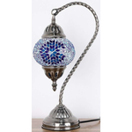 Turkish Mosaic Swan Neck Lamp - Blue & White Flower Burst