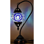 Turkish Mosaic Swan Neck Lamp - Blue & White Flower Burst