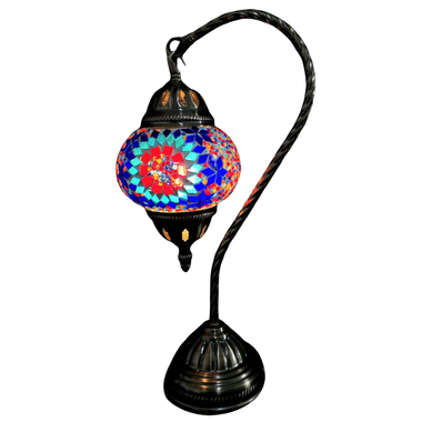 Turkish Mosaic Swan Neck Lamp - Multicolour Flower Burst