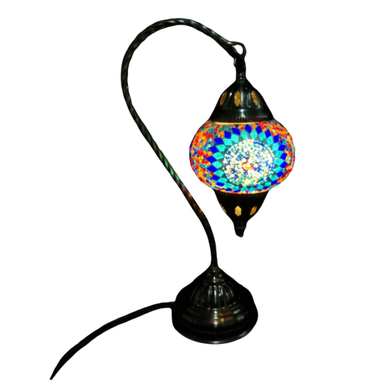 Turkish Mosiac Swan Neck Lamp - Multicolour Flower Burst