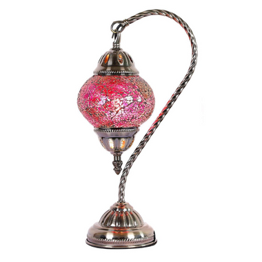 Turkish Mosaic Swan Neck Lamp - Pink TL38
