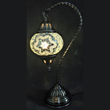 Turkish Mosaic Swan Neck Lamp - White Mirror Star