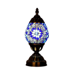 Turkish Oval Mosaic Lamp - Blue & White flower