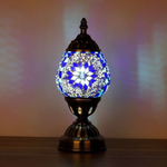 Turkish Oval Mosaic Lamp - Blue & White flower