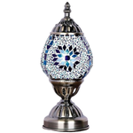Turkish Oval Mosaic Lamp - Blue & White flower