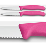 Victorinox Paring Knife 2pc Set Wavy 8cm - Pink