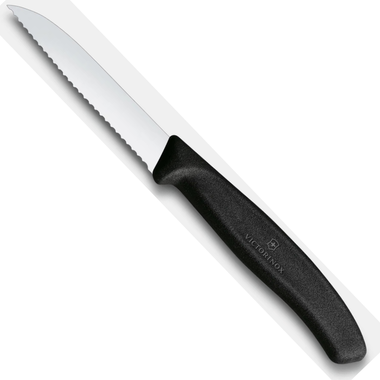 Victorinox Paring Knife Wavy 8cm - Black (Rounded)