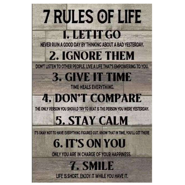 Wall Art - Rules of Life (MDF) 40 x 60cm