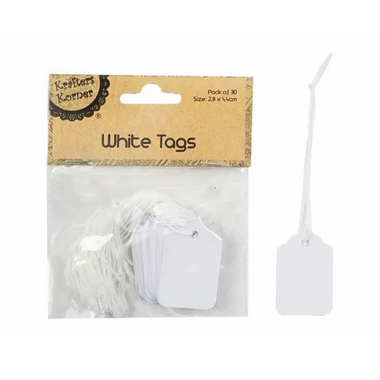 White Swing Tags 2.5 x 4.5cm - 30pc