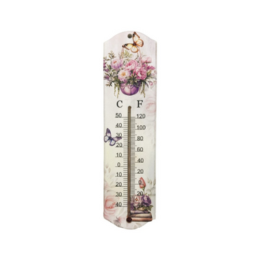 Wood Wall Hanging Thermometer Rose