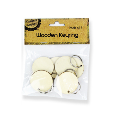 Wooden Keyring 6pc