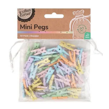 Wooden Pastel Mini Pegs 50pk