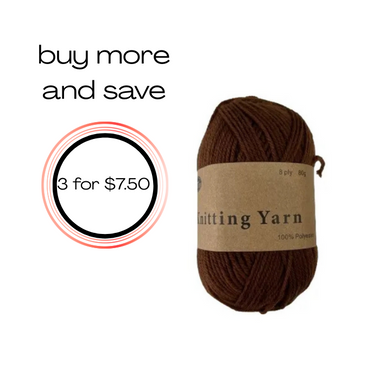 Yarn 80gms 100% Polyester - Brown
