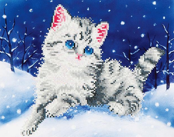 Diamond Dotz Kitten in Snow 35.5 x 27.9cm