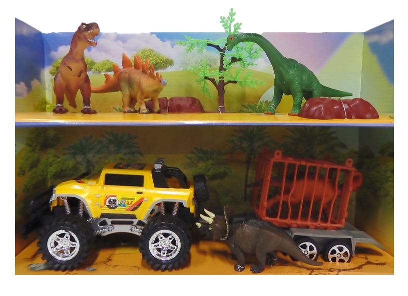 Dinosaur And Truck W/ Cage Play Set