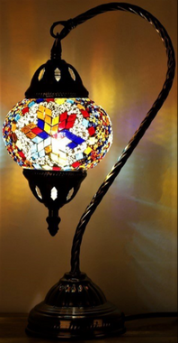 Turkish Lamp Swan Neck Lamp - Multi Coloured Mosaic Star