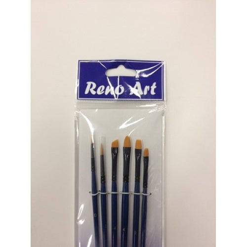 Golden Synthetic Paint Brush 6pc Set (Small) - Black Alumimium Ferrule Handle