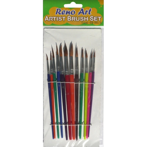 Round Watercolours Brush Set 12pcs