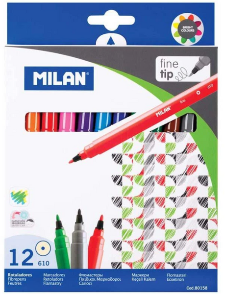 MILAN MARKERS FINE TIP 12PCE