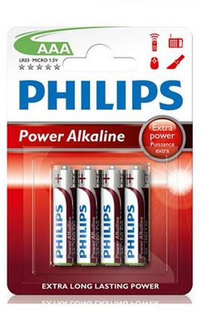 Philips Battery Power Alkaline 4AAA