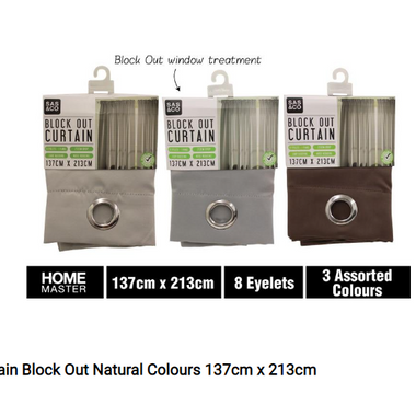 Curtain Block Out Natural Colours 137cm x 213cm