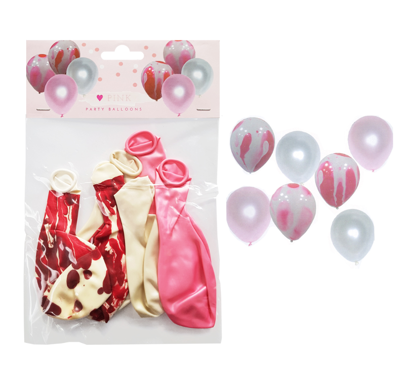 Balloons Marble & Metallic Pink 6pc