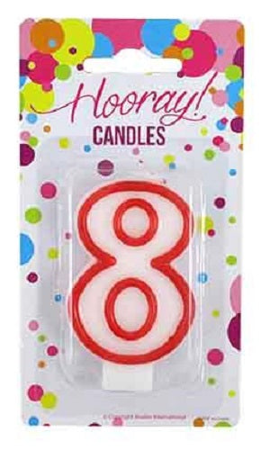 CANDLE NUMBER 8 RED AND WHITE