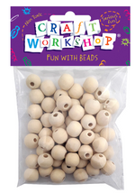 Craft Beads Wooden Whitewash 60pc