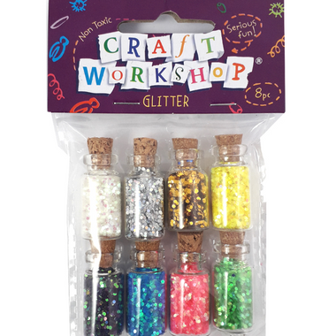 Craft Glitter Bottles 8pc Hexagonal