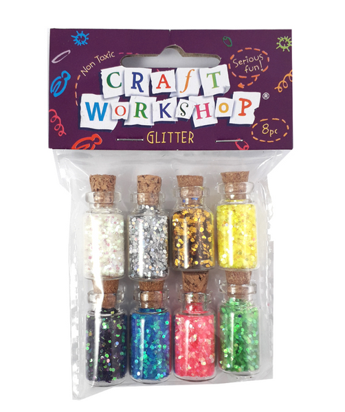 Craft Glitter Bottles 8pc Hexagonal