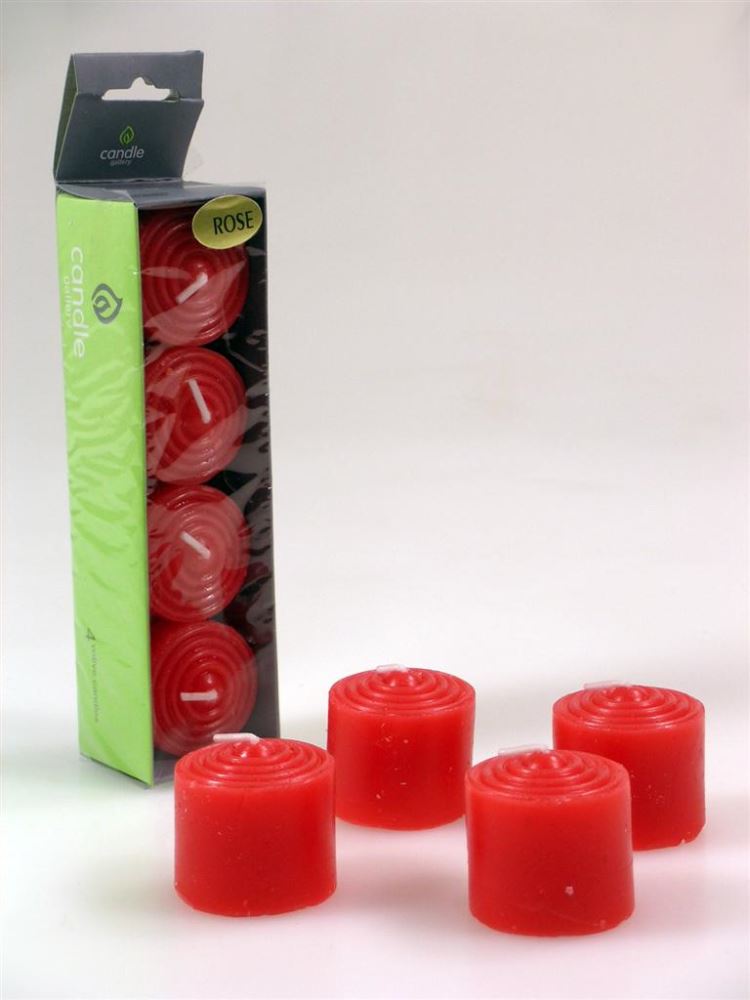 CANDLES - VOTIVE ROSE/RED 4PK