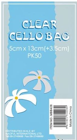 CELLO BAGS CLEAR 5X13CM 50PK