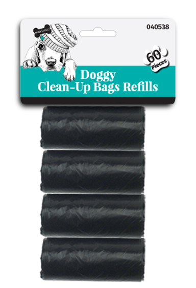 Doggy Clean-Up Refill Bags Plain Black 60pc